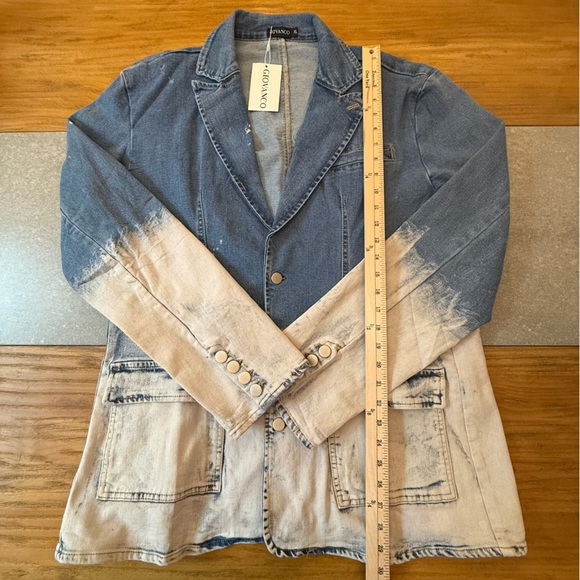 Giovanco Ombre Bleached Denim Blazer Size XL - Picture 6 of 9